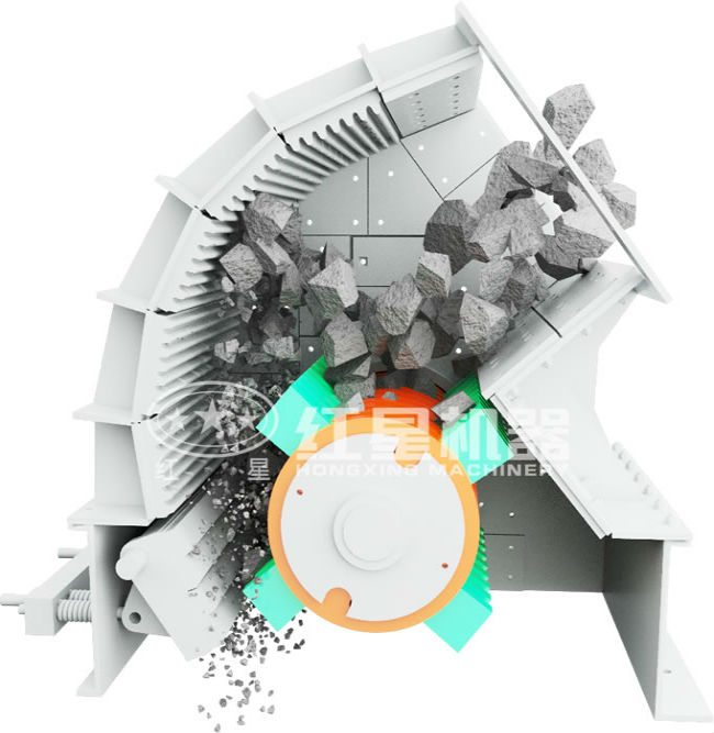紅星錘式破碎機破碎石灰石“一次成型”的原理