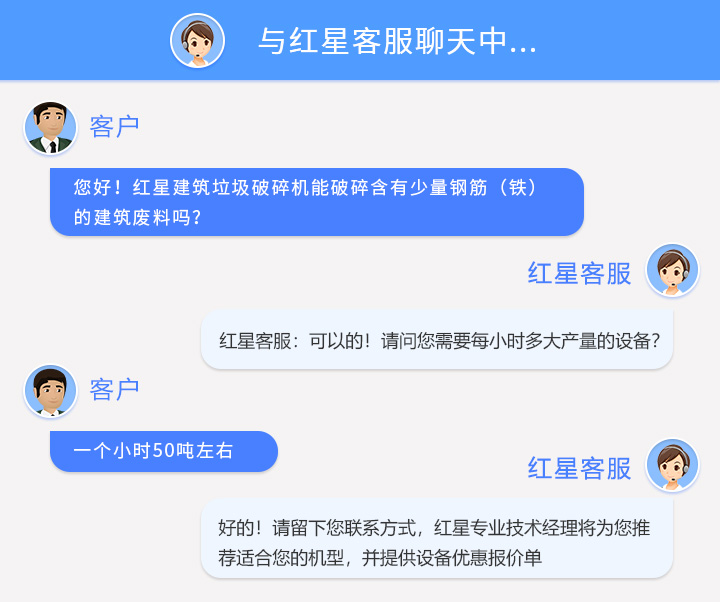 客戶咨詢建筑垃圾粉碎機部分記錄